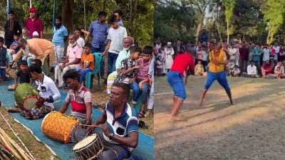 নাটোরে ৫০ বছরের ঐতিহ্যবাহী লাঠি খেলা অনুষ্ঠিত 