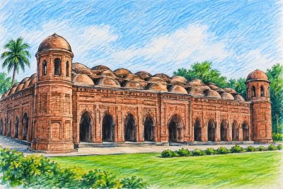 খান জাহান আলীর স্মৃতিবিজড়িত ষাটগম্বুজ মসজিদে পর্যটকের ভিড়
