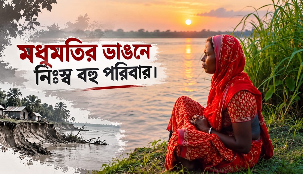 নদীগর্ভে বসতভিটা-ফসলি জমি, মধুমতির ভাঙনে নিঃস্ব বহু পরিবার