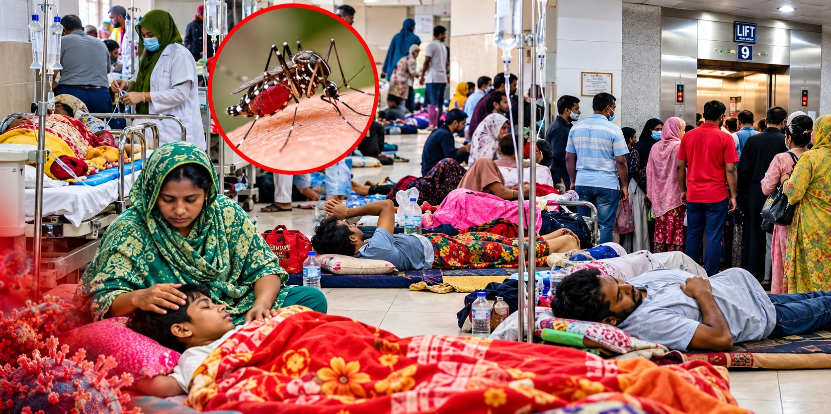 বেড নেই মুগদা মেডিকেলে, ফ্লোরে ডেঙ্গুর চিকিৎসা